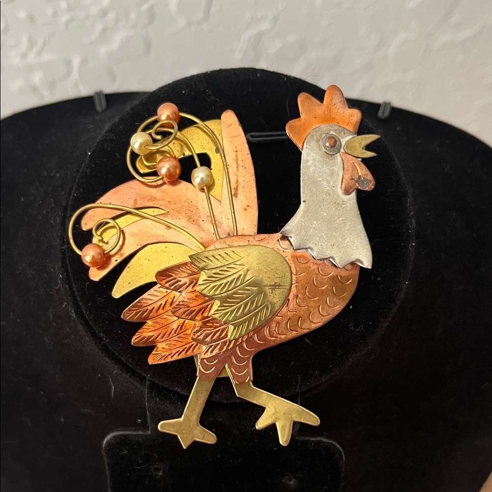 Colorful Rooster Brooch